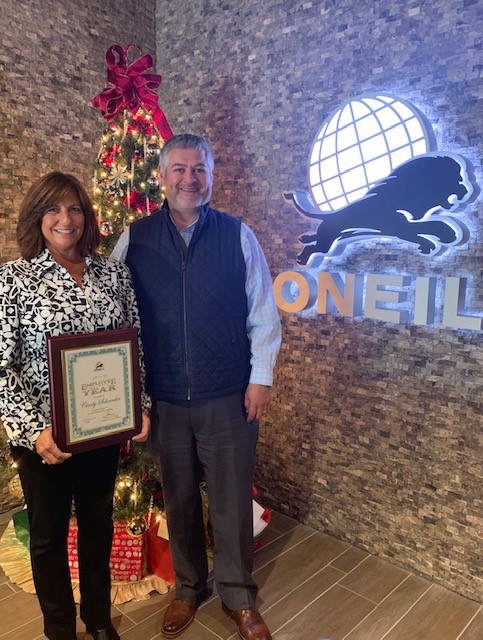2019 ONEIL Employee-Owner of the Year, Cindy Schneider, and President and CEO, Hernan Olivas.