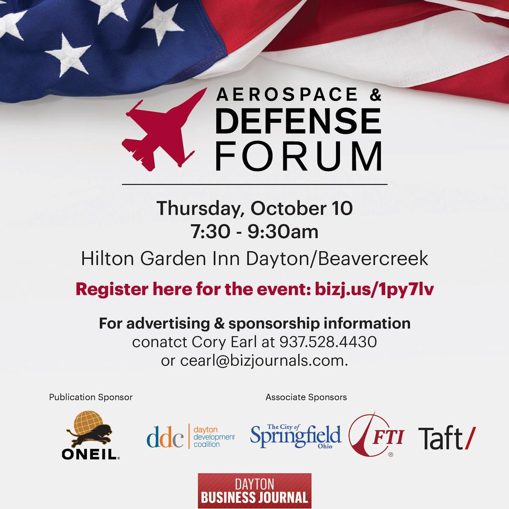 ONEIL is the publication sponsor for the Dayton Business Journal's 2019 Aerospace & Defense Forum in Beavercreek, Ohio.