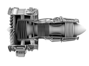 Techincal Illustration of a jet engine.